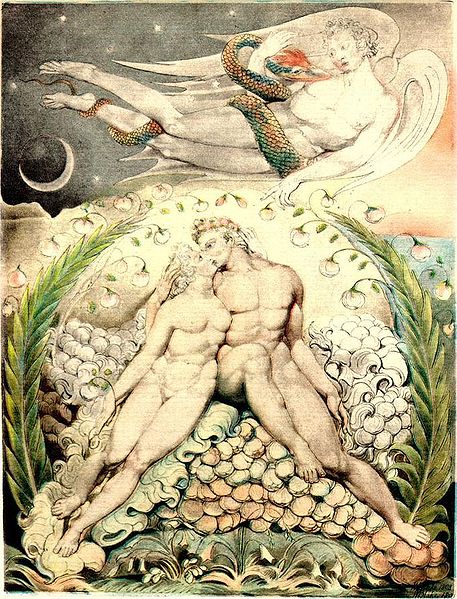 457px-Blake,_William_(English,_1757–1827),_'Satan_Watching_the_Caresses_of_Adam_and_Eve'_(Illustration_to_'Paradise_Lost'),_1808,_pen;_watercolor_on_paper